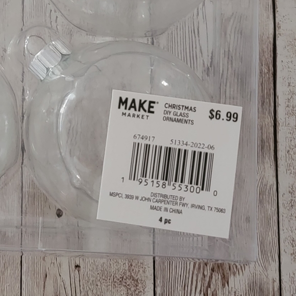 DIY 3" Clear Glass Ornaments-4 pack (Lot of 2) - Picture 8 of 8
